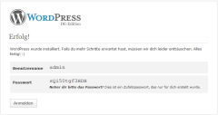 Wordpress - Installations-Erfolgsmeldung