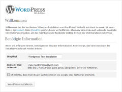 Wordpress Installations-Fenster