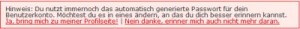 Wordpress-Passwort-Warnung