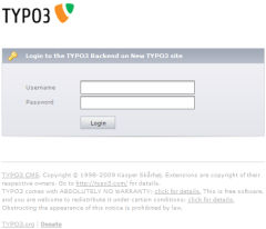 Typo3 Administrator-Anmeldung